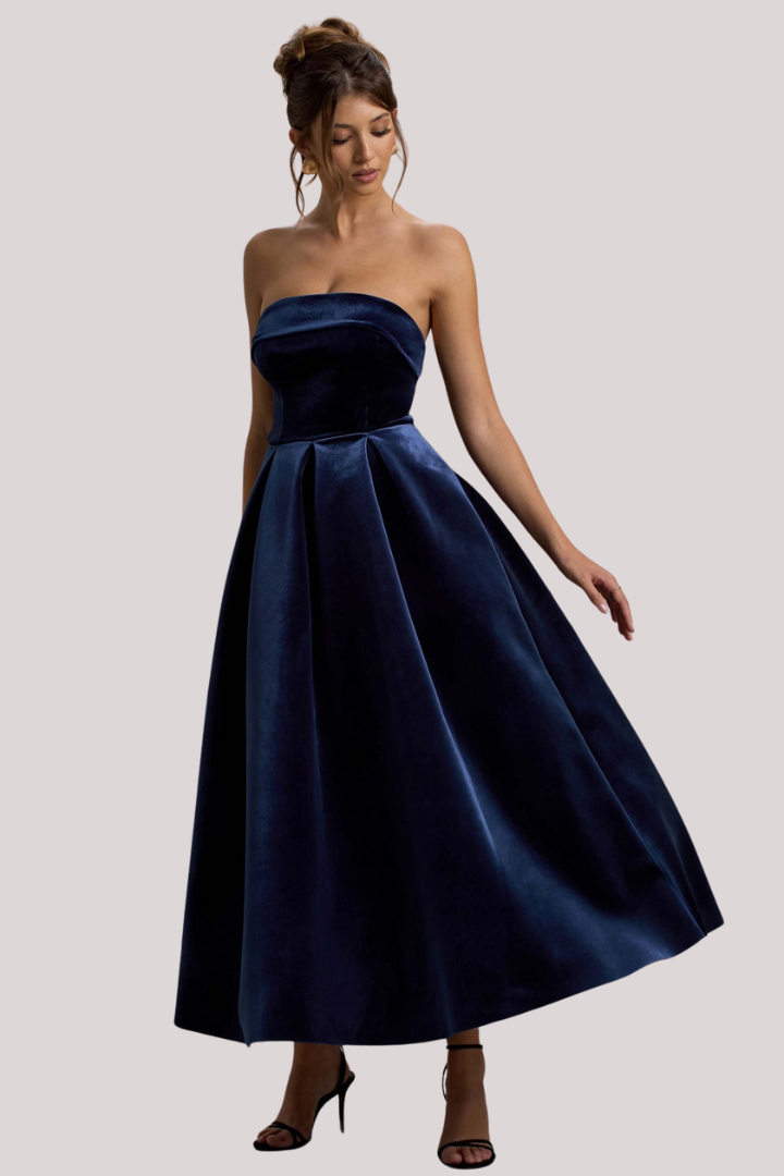 Navy Velvet Dress